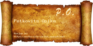 Petkovits Opika névjegykártya